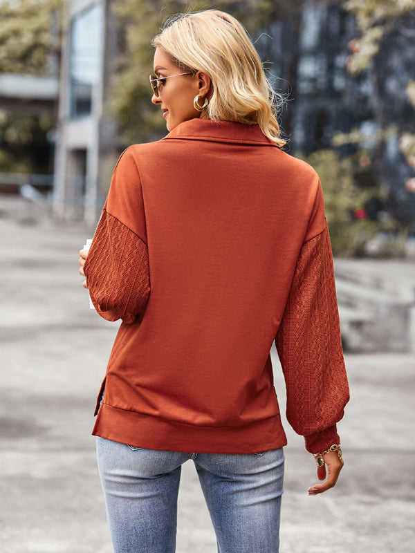 Women's zipper stitched casual sweater jacket